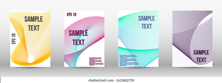 Modern abstract background. A set of modern abstract oblong objects from vector abstract lines. Geometric template with lines for booklet cover. Trendy geometric patterns. EPS10 Vector Design.