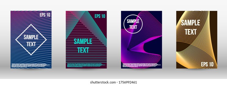 Modern abstract background. A set of modern abstract oblong objects from vector abstract lines. Geometric template with lines for booklet cover. Trendy geometric patterns. EPS10 Vector Design.