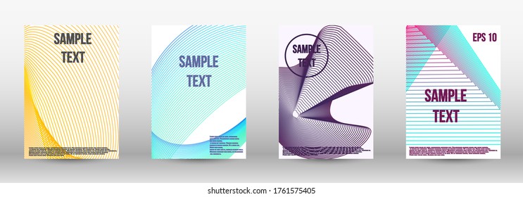 Modern abstract background. A set of modern abstract oblong objects from vector abstract lines. Geometric template with lines for booklet cover. Trendy geometric patterns. EPS10 Vector Design.