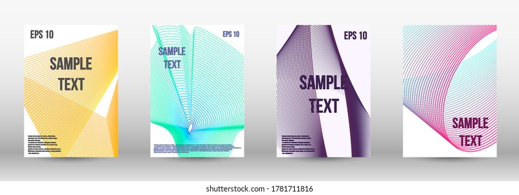 Modern abstract background. A set of modern abstract oblong objects from vector abstract lines. Geometric template with lines for booklet cover. Trendy geometric patterns. EPS10 Vector Design.