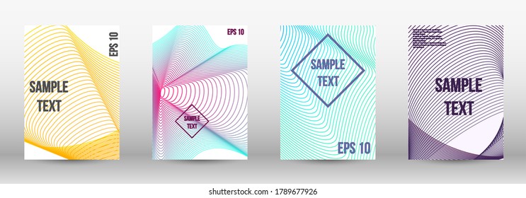 Modern abstract background. A set of modern abstract oblong objects from vector abstract lines. Geometric template with lines for booklet cover. Trendy geometric patterns. EPS10 Vector Design.