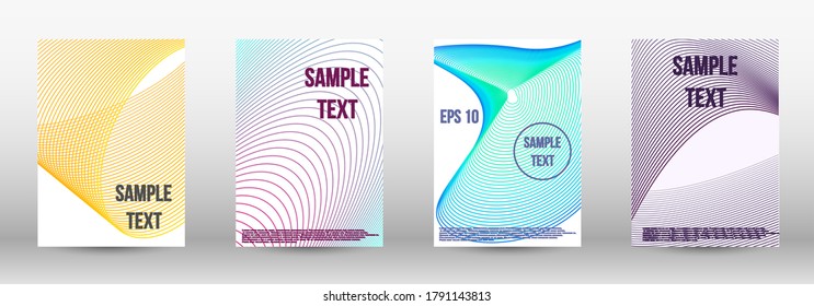 Modern abstract background. A set of modern abstract oblong objects from vector abstract lines. Geometric template with lines for booklet cover. Trendy geometric patterns. EPS10 Vector Design.
