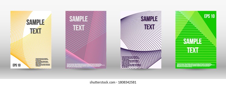 Modern abstract background. A set of modern abstract oblong objects from vector abstract lines. Geometric template with lines for booklet cover. Trendy geometric patterns. EPS10 Vector Design.