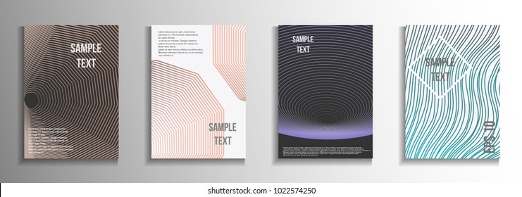 Modern abstract background.  A set of rectangular and circular patterns from iridescent lines. Creative background colors. Suitable for decorating business brochures, banners, posters.