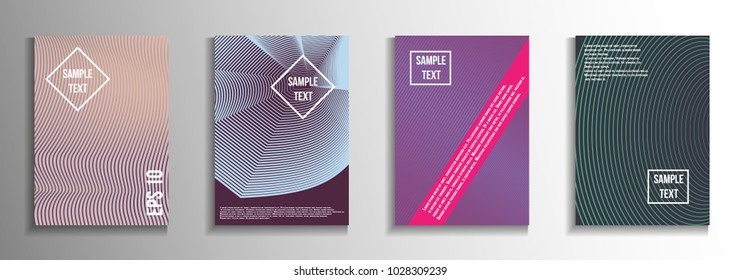 Modern abstract background.   A set of rectangular patterns from iridescent lines.
 Creative background colors.  Suitable for decorating business brochures, banners, posters.