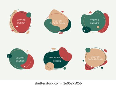 Modern abstract background set. Trendy vector shapes in minimal style vintage colors with copy space for text. Stylish simple design template for invitations, social media stories, blogs