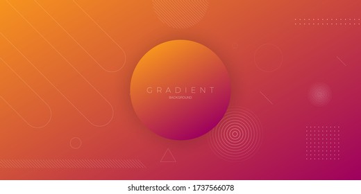 Modern abstract background with shades of orange and purple and memphis elements as well as digital and technological themes.