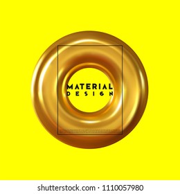 Modern abstract background. Shapes composition 3d gold ring.