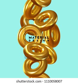 Modern abstract background. Shapes composition 3d gold ring.