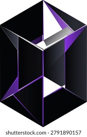 Modern abstract background with sharp geometric shapes in purple and black.