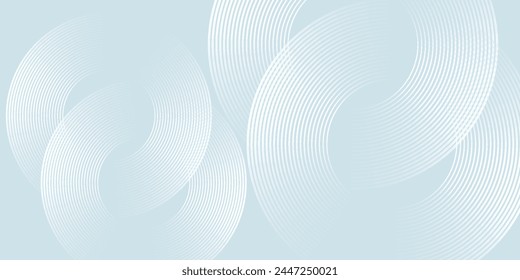 Modern abstract background. Shiny white gradient circle lines. Minimal geometric pattern. Simple graphic element. Futuristic concept. Suit for cover, poster, banner, brochure, flyer, header, website