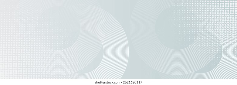 Modern abstract background. Shiny white gradient circle lines. Minimal geometric pattern. Simple graphic element. Futuristic concept. Suit for cover, poster, banner, brochure, flyer, header, website