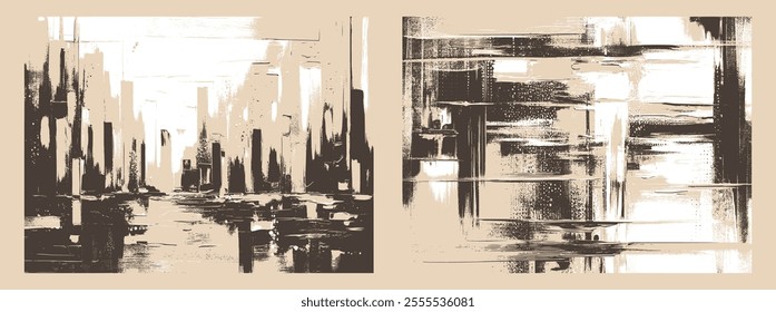 Modern abstract background showcasing striking vertical streaks of black and cream, layered with bold textures to create a dynamic, contemporary design filled with energy and depth