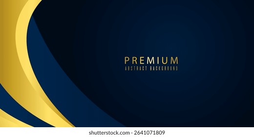 Modern abstract background with smooth blue and gold curved shapes, perfect for luxury, business