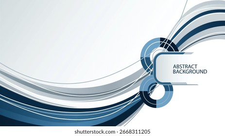 Fondo abstracto moderno con líneas de onda azules lisas y Formas circulares geométricas para la presentación de diseño de negocios y conceptos de tecnología