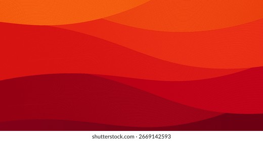 Fundo abstrato moderno com ondas de gradiente vermelho e laranja suaves. Linhas curvas vibrantes e formas em camadas criam um design dinâmico e elegante, perfeito para negócios
