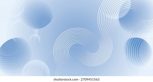 A modern abstract background with a soft blue gradient, featuring translucent circles and elegant swirling patterns made of fine white concentric lines.