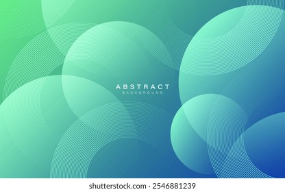 Modern abstract background with soft gradient hues of green and blue, featuring circular overlays and line patterns, perfect for elegant designs