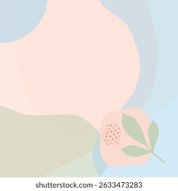 Modern abstract background with soft pastel shapes, overlapping elements, and botanical accents. Perfect vector template for posters, branding, invitations, presentations, or social media design.