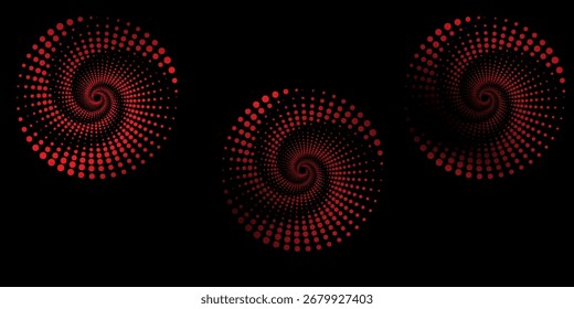 Fondo abstracto moderno. Icono de logotipo en espiral o elemento de diseño. Puntos negros de la transformación en el patrón natural simple del arte
