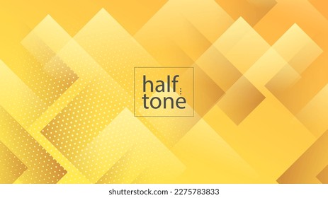 Modern Abstract Background Square Mosaic Halftone and Yellow Orange Gradient Color
