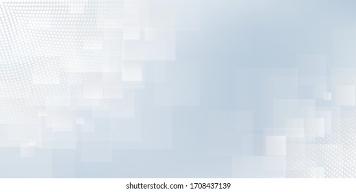 Modern abstract background with squares lines or stripes and halftone elements and white blue color pastel gradient with a digital technology theme.