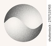 Modern abstract background with stipple circle or spiral as logo or design element. Black shapes on a white background. Yin and Yang symbol concept.