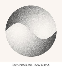 Fundo abstrato moderno com pontilhado círculo ou espiral como logotipo ou elemento de design. Formas pretas em um fundo branco. Conceito de símbolo Yin e Yang.