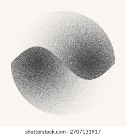 Fundo abstrato moderno com pontilhado círculo ou espiral como logotipo ou elemento de design. Formas pretas em um fundo branco. Conceito de símbolo Yin e Yang.