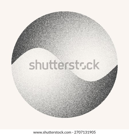 Modern abstract background with stipple circle or spiral as logo or design element. Black shapes on a white background. Yin and Yang symbol concept.