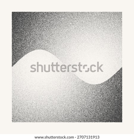 Modern abstract background with stipple square or spiral as logo or design element. Black shapes on a white background. Yin and Yang symbol concept.