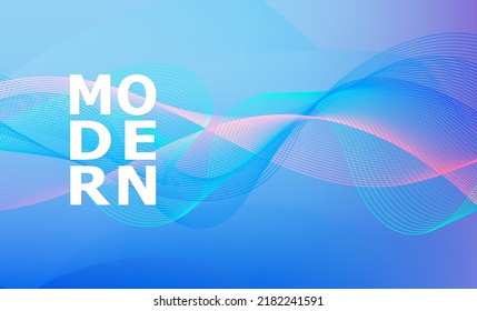 Modern abstract background with swirl lines and blue gradient. Technology blue background with wave lines. Vector clean digital cover. 