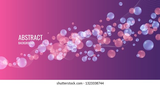 Modern abstract background. Template with transparent balls of different sizes. Vector illustration
