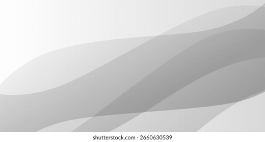 Modern abstract background with translucent grey waves flowing diagonal across the image, leaving clean white and greyish space for text or creative use.