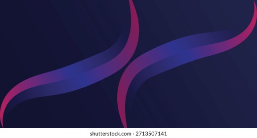 Fundo abstrato moderno com duas formas graciosamente curvas, transicionando do azul profundo para o magenta, definido contra um fundo azul escuro, sutil, evocando movimento e fluidez.