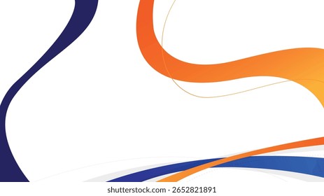 Modern abstract background vector illustration with dynamic blue and orange fluid waves. Minimal design template perfect for business presentations, posters, flyers, web, digital projects.