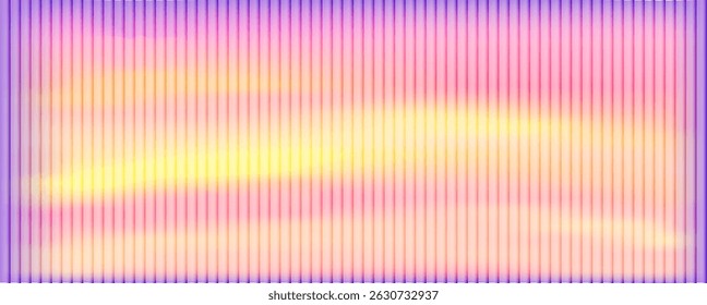 Fondo abstracto moderno con líneas de Vertical, gradiente suave en tonos rosa, púrpura y naranja. Estética suave y fluida, fondo de gradiente de vidrio de Fractal. Ilustración vectorial
