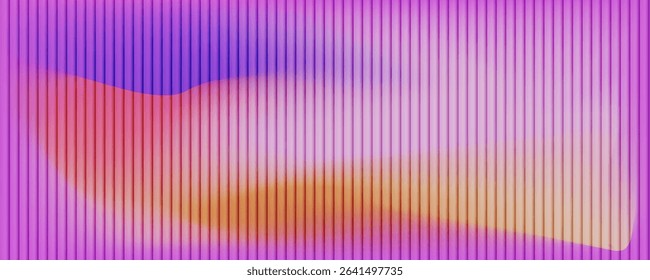 Modern abstract background with vertical lines, soft gradient in pink, purple and orange tones. Smooth and flowing aesthetic, fractal glass gradient background. Vector illustration
