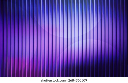 Fundo abstrato moderno com linhas verticais sobrepondo padrões de luz circulares suaves. Vidro fractal em fundo de gradiente azul, roxo e rosa. Ideal para digital, tecnologia, web, marca, design
