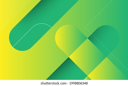 Fondo abstracto moderno con color amarillo verde vibrante y elemento Memphis