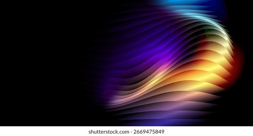 Fundo abstrato moderno com cores vibrantes do arco-íris e efeito de onda ondulada de vidro suave. Perfeito para papéis de parede, design futurista, cartazes e projeto visual criativo.