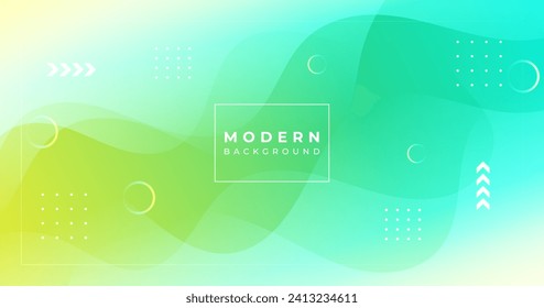 Modern abstract background, wave effect,green and yellow gradation, memphis ,element