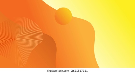Líneas de onda de fondo Abstractas moderno Movimiento líquido y color amarillo anaranjado degradado