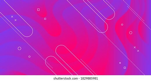 Modern Abstract Background with Wave, Memphis Element and Color Gradient.