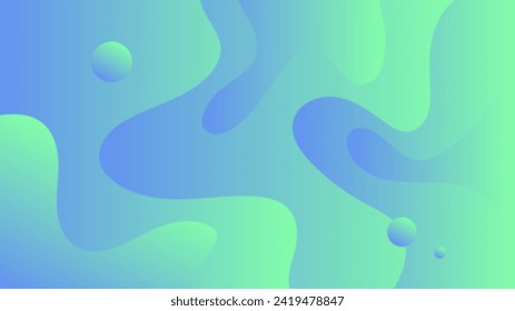Modern Abstract Background with Waves Fluid Liquid Motion and Green Blue Gradient Color