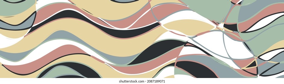 Modern Abstract background. Wavy colored shapes, warm soft colors. Horizontal modern texture for banner, sites background, social network, brochure, web pages, apps, greeting card