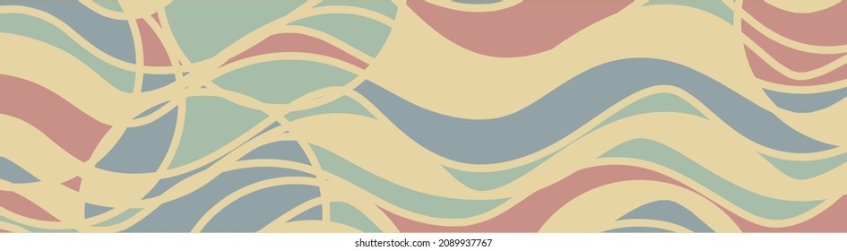Moderner abstrakter Hintergrund. Wellfarbene Formen, warme, weiche Farben. Horizontale moderne Textur für Banner, Sites-Hintergrund, soziales Netzwerk, Broschüre, Webseiten, Apps, Grußkarte