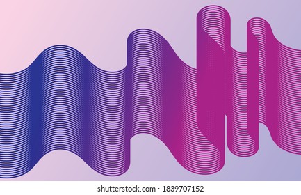 Modern Abstract background with wavy lines in blue and purple color. Wave line art, curved smooth design. Vector illustration