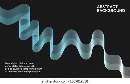 Modern abstract background with wavy lines in light blue and white gradations. Wave line art, curved smooth design. Vector illustration