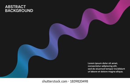 Modern abstract background with wavy lines in blue and purple gradations. Wave line art, curved smooth design. Vector illustration